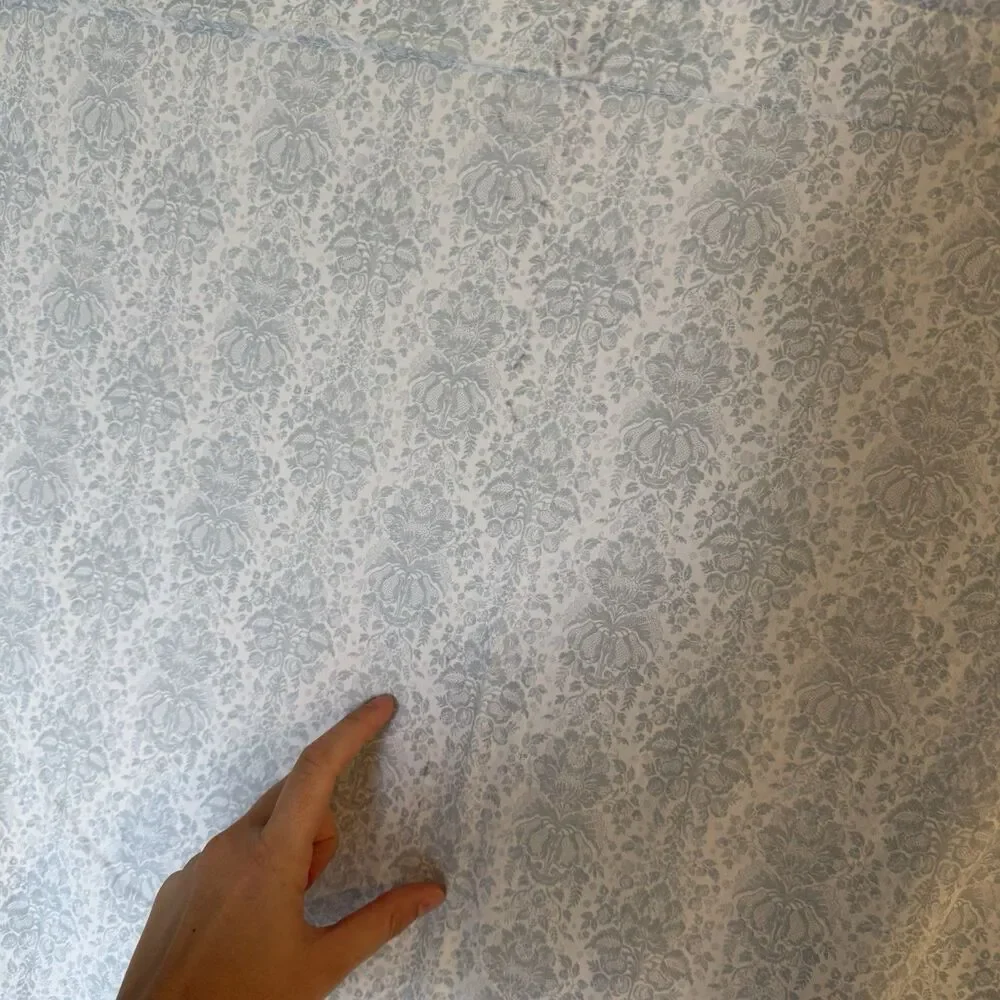 Lauren Ralph Lauren Queen Blue White Damask Fitted & Top Sheet Set 100% Cotton